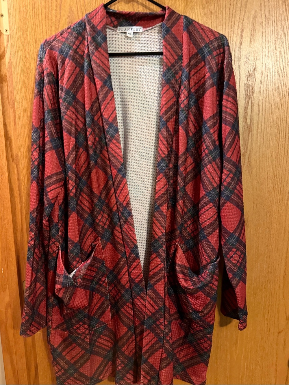 Blakely Red Plaid Open-Front Cardigan